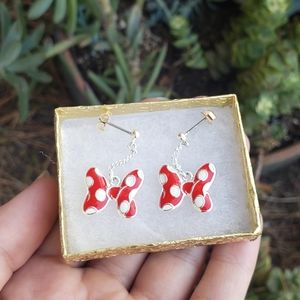 Mini mouse ribbon drop earrings